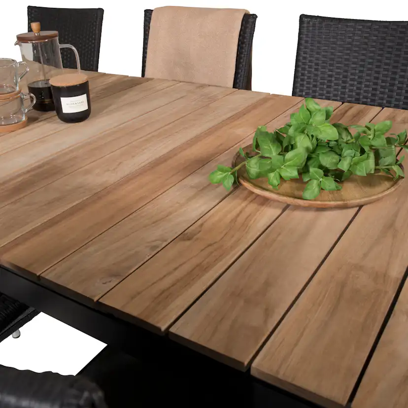 Matgrupp Utomhus Venture Home Meya 160/240 med 8 Asta Trädgårdsstolar