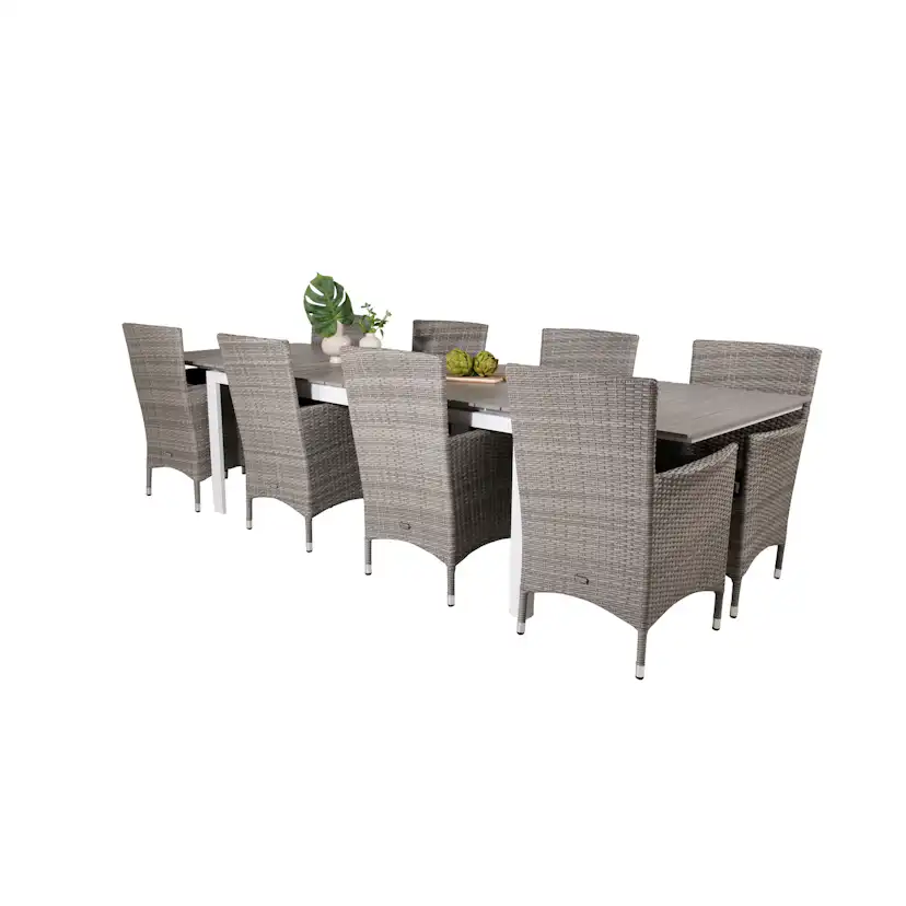 Matgrupp Venture Home Lova 224/324 med 8 Milwa Karmstolar