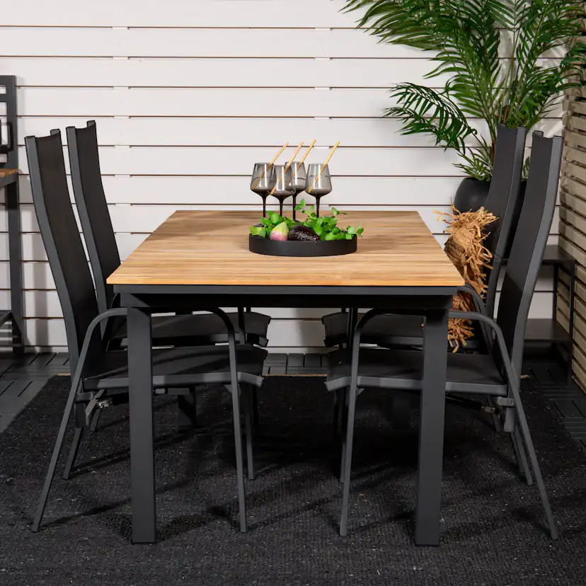 Matgrupp Utomhus Venture Home Meya 160/240 med 4 Copacabana Trädgårdsstolar