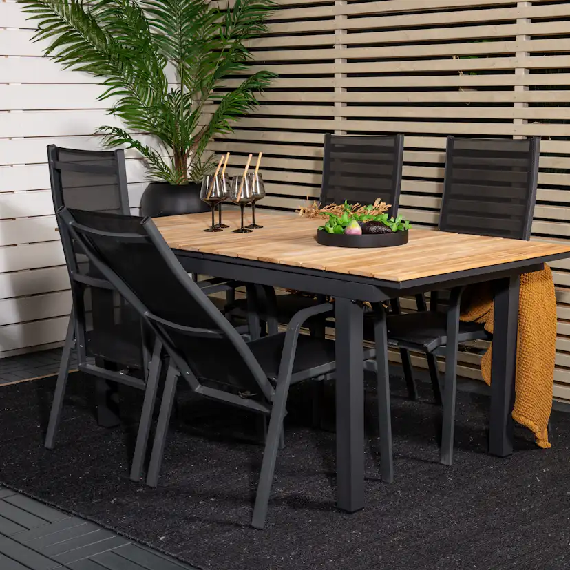 Matgrupp Utomhus Venture Home Meya 160/240 med 4 Copacabana Trädgårdsstolar