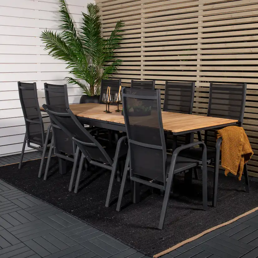 Matgrupp Utomhus Venture Home Meya 160/240 med 8 Copacabana Trädgårdsstolar