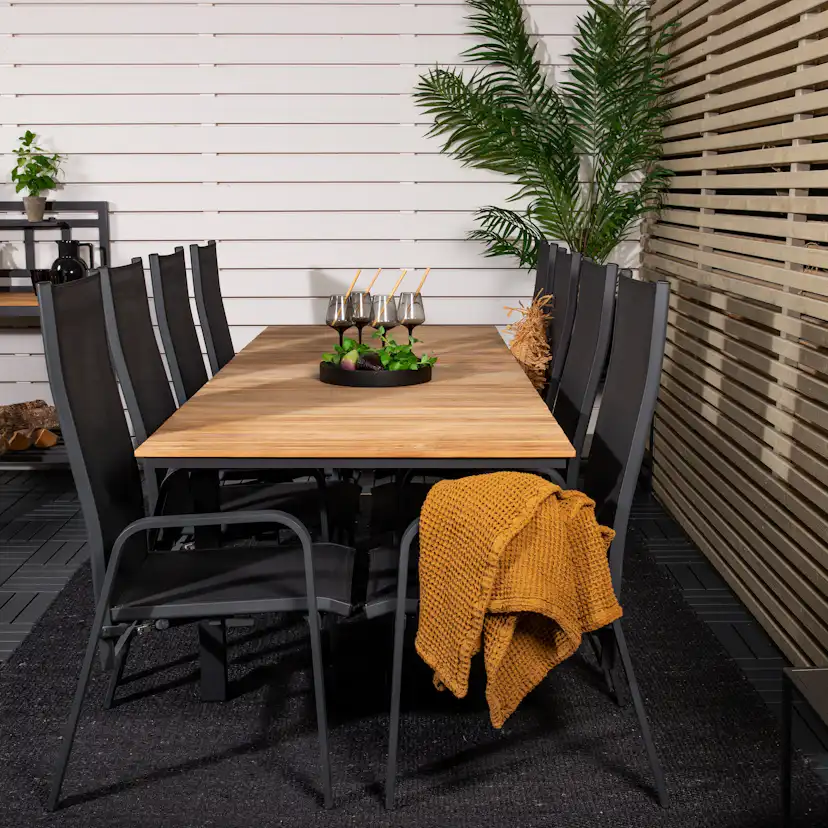 Matgrupp Utomhus Venture Home Meya 160/240 med 8 Copacabana Trädgårdsstolar