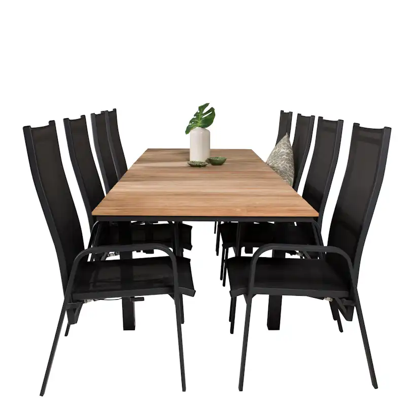 Matgrupp Utomhus Venture Home Meya 160/240 med 8 Copacabana Trädgårdsstolar