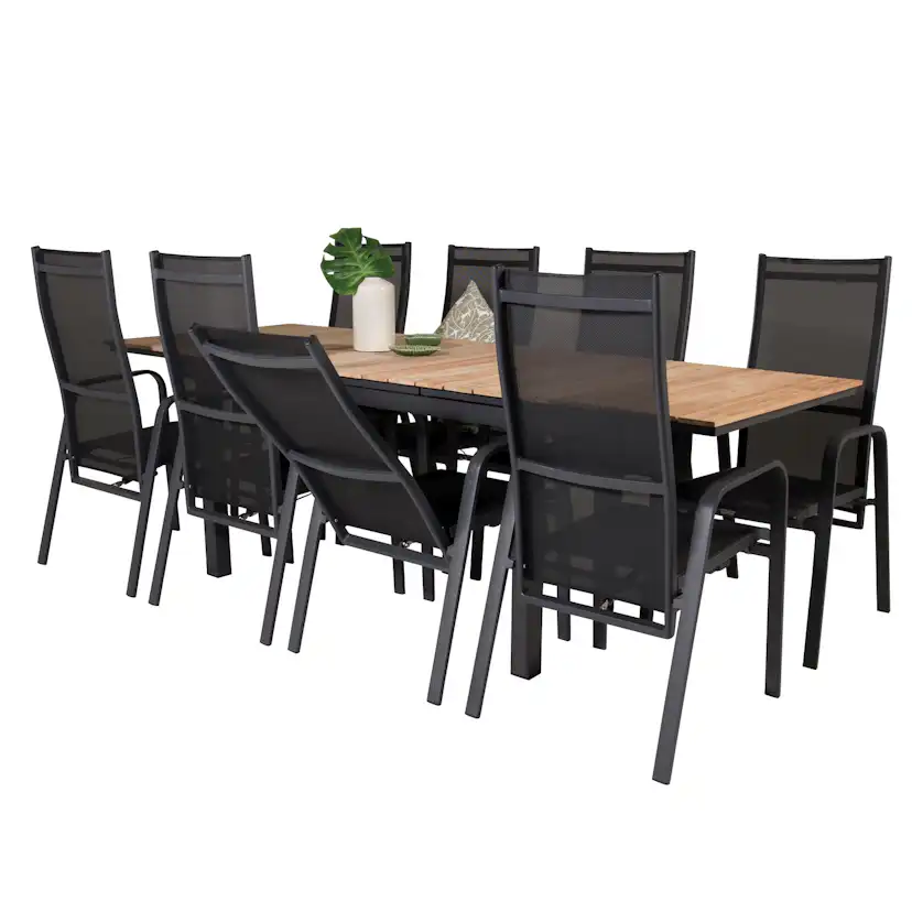 Matgrupp Utomhus Venture Home Meya 160/240 med 8 Copacabana Trädgårdsstolar