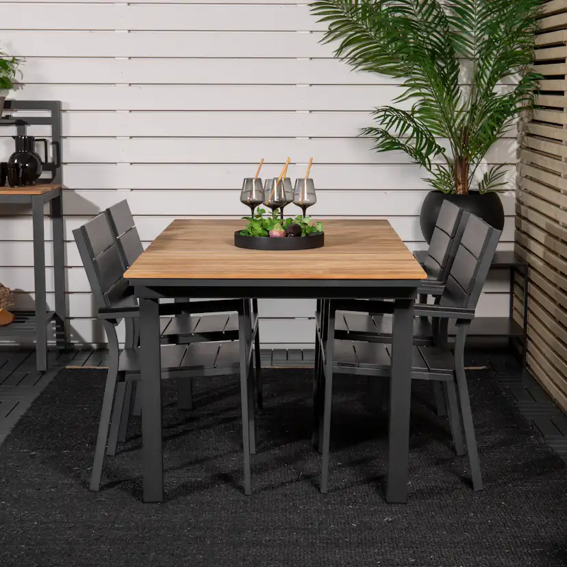 Matgrupp Utomhus Venture Home Meya 160/240 med 4 Lova Trädgårdsstolar