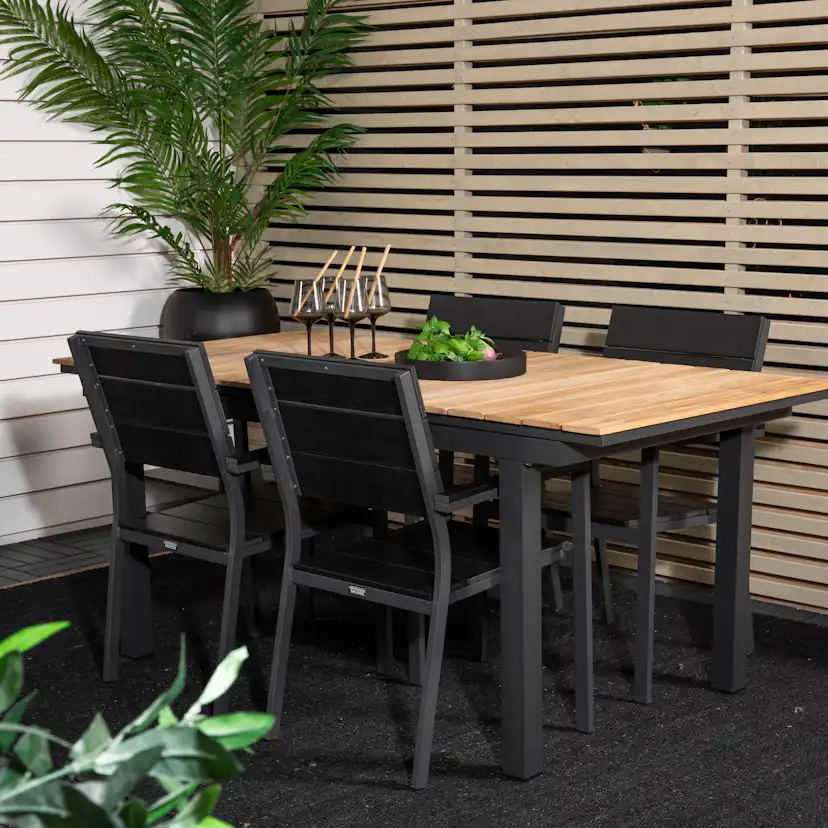 Matgrupp Utomhus Venture Home Meya 160/240 med 4 Lova Trädgårdsstolar