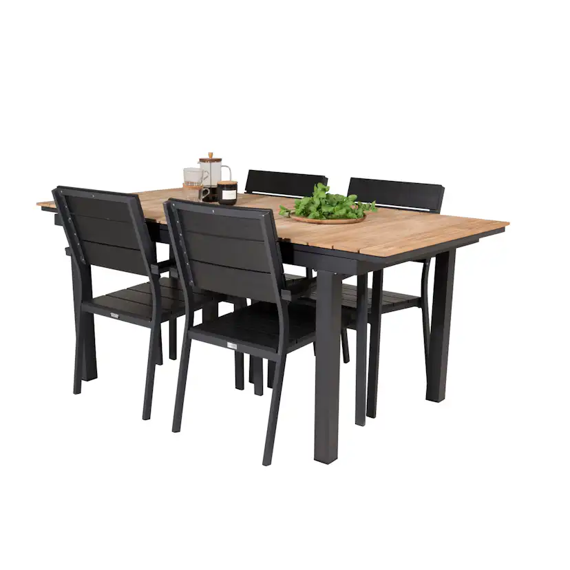 Matgrupp Utomhus Venture Home Meya 160/240 med 4 Lova Trädgårdsstolar