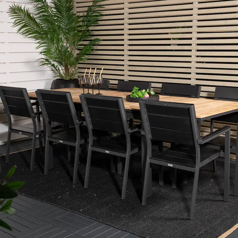 Matgrupp Utomhus Venture Home Meya 160/240 med 8 Lova Trädgårdsstolar