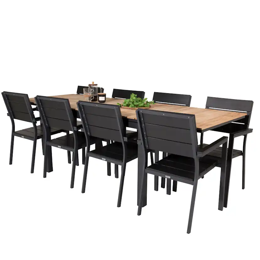 Matgrupp Utomhus Venture Home Meya 160/240 med 8 Lova Trädgårdsstolar