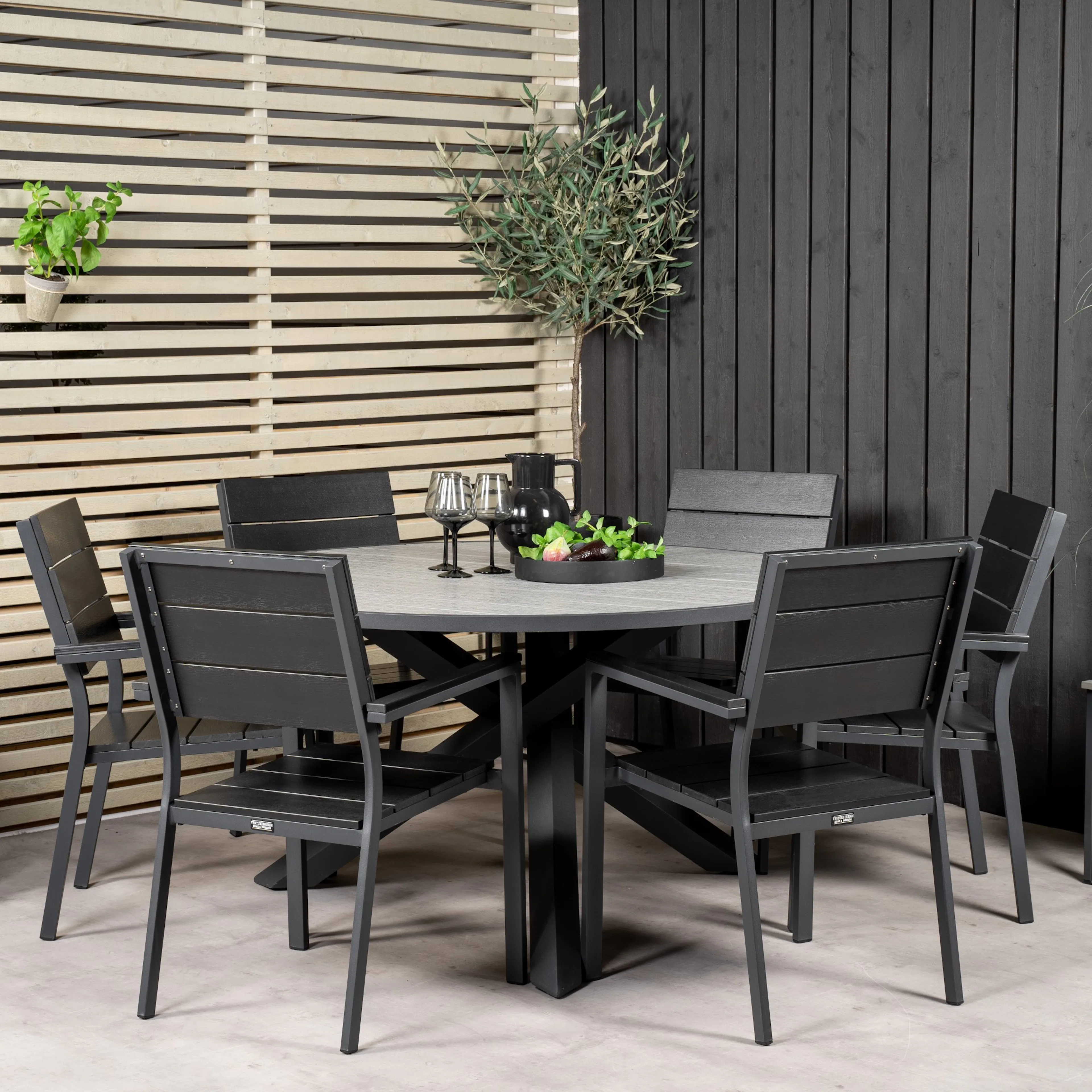 Matgrupp Utomhus Venture Home Pincy Ø140 med 6 Lova Trädgårdsstolar