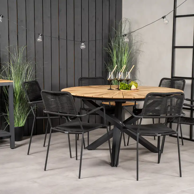 Matgrupp Venture Home Meya Ø140 med 6 Leon Karmstolar