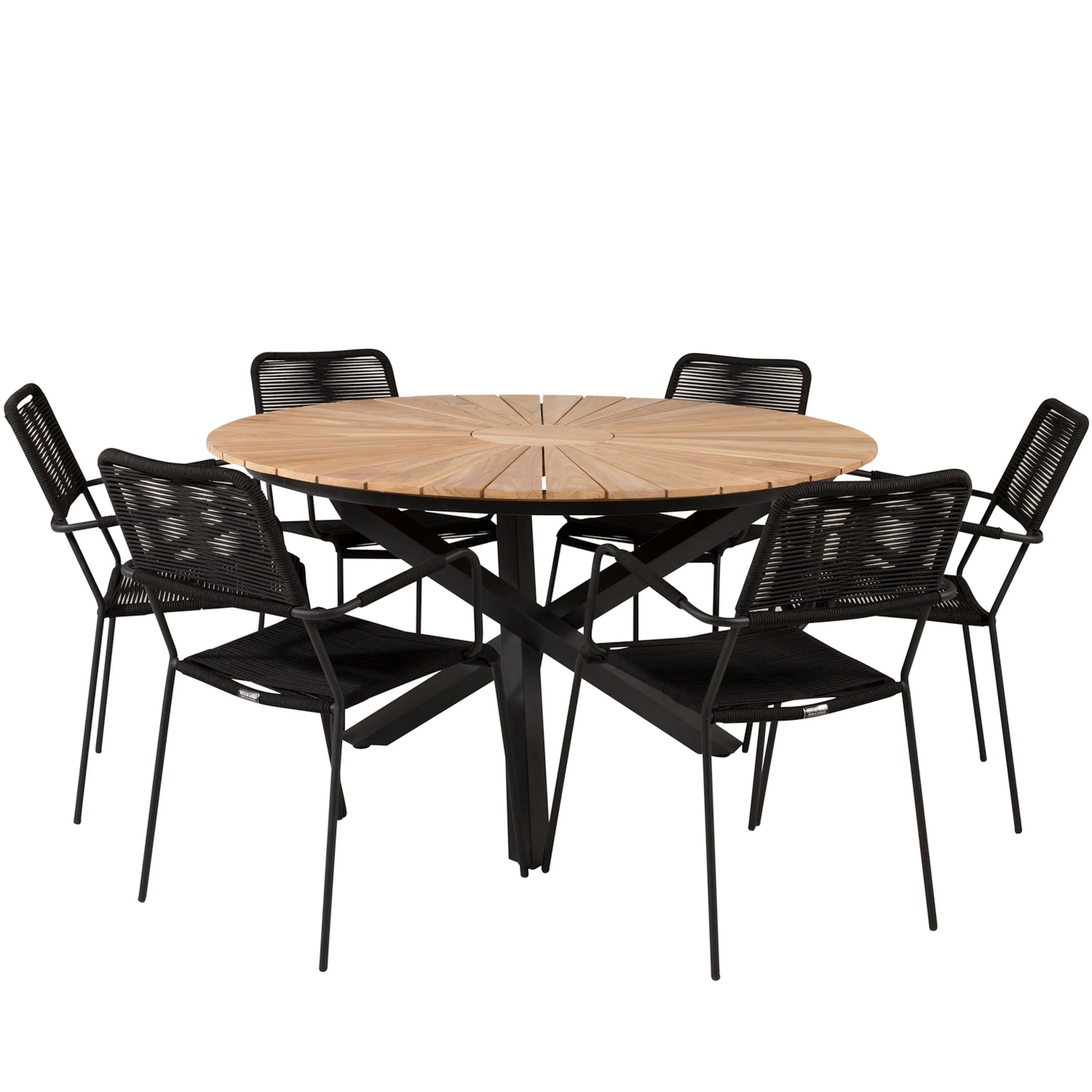 Matgrupp Venture Home Meya Ø140 med 6 Leon Karmstolar