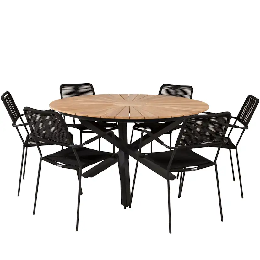 Matgrupp Venture Home Meya Ø140 med 6 Leon Karmstolar
