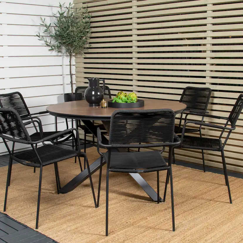 Matgrupp Venture Home Lea Ø120 med 6 Leon Karmstolar