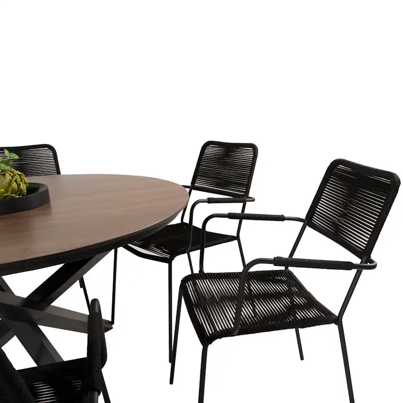 Matgrupp Venture Home Lea Ø120 med 6 Leon Karmstolar