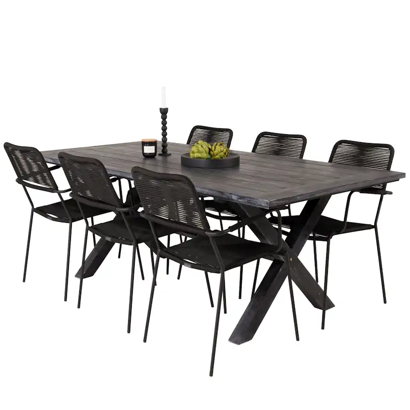 Matgrupp Venture Home Rossi 200 med 6 Leon Karmstolar