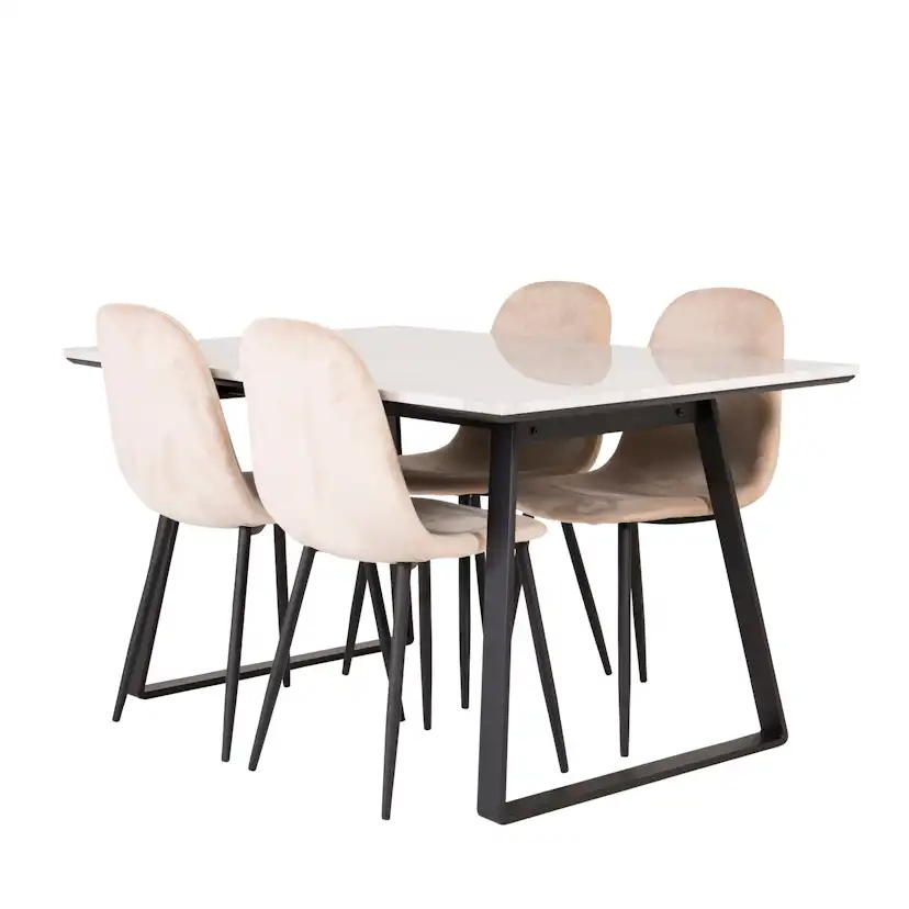 Matgrupp Venture Home Estelle 140 med 4 Pobbie Stolar Sammet