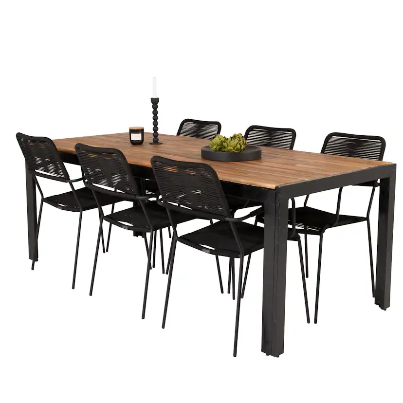 Matgrupp Utomhus Venture Home Berfin med 6 Leon KarmTrädgårdsstolar