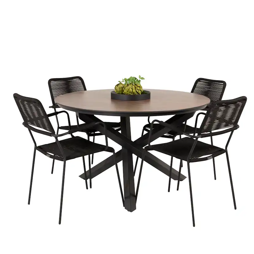 Matgrupp Venture Home Lea Ø120 med 4 Leon Karmstolar