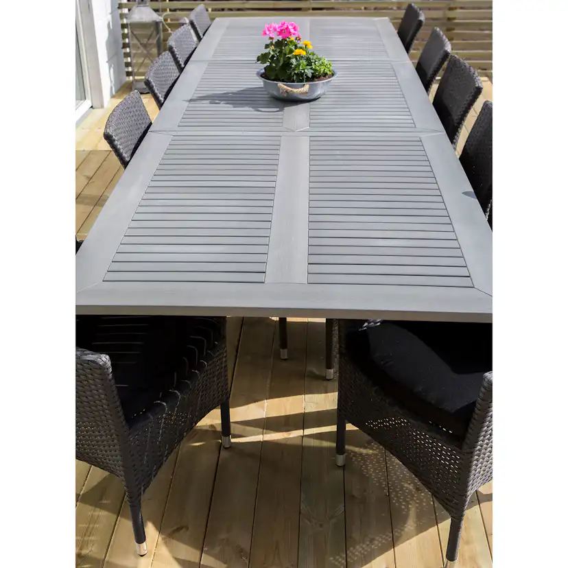 Matgrupp Utomhus Venture Home Albany 224-324x100 cm med 10 Malin KarmTrädgårdsstolar