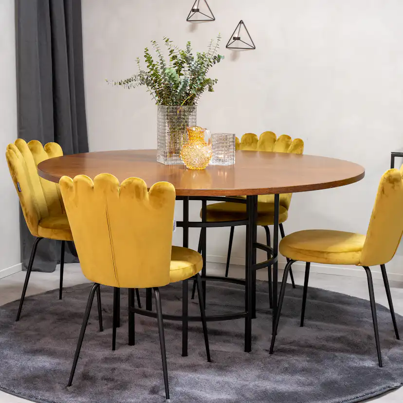 Matgrupp Venture Home Copenhagen med 4 Limhamn Light Guld Stolar