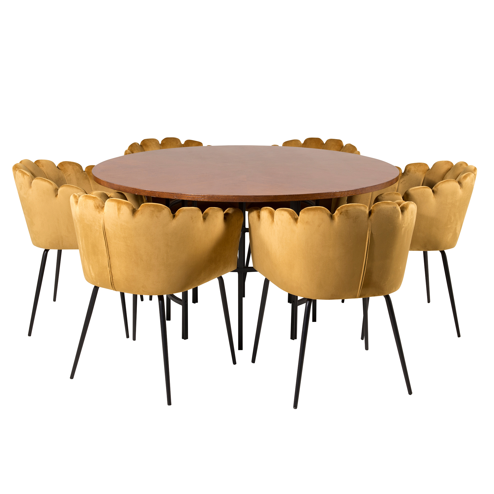 Matgrupp Venture Home Copenhagen med 6 Limhamn Guld Stolar