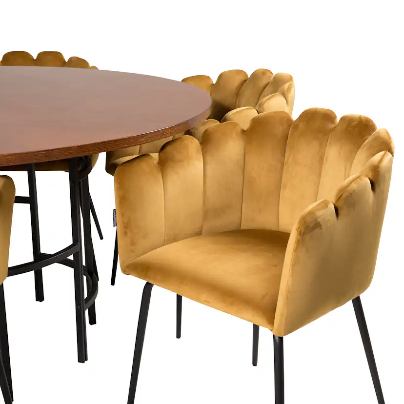 Matgrupp Venture Home Copenhagen med 6 Limhamn Guld Stolar