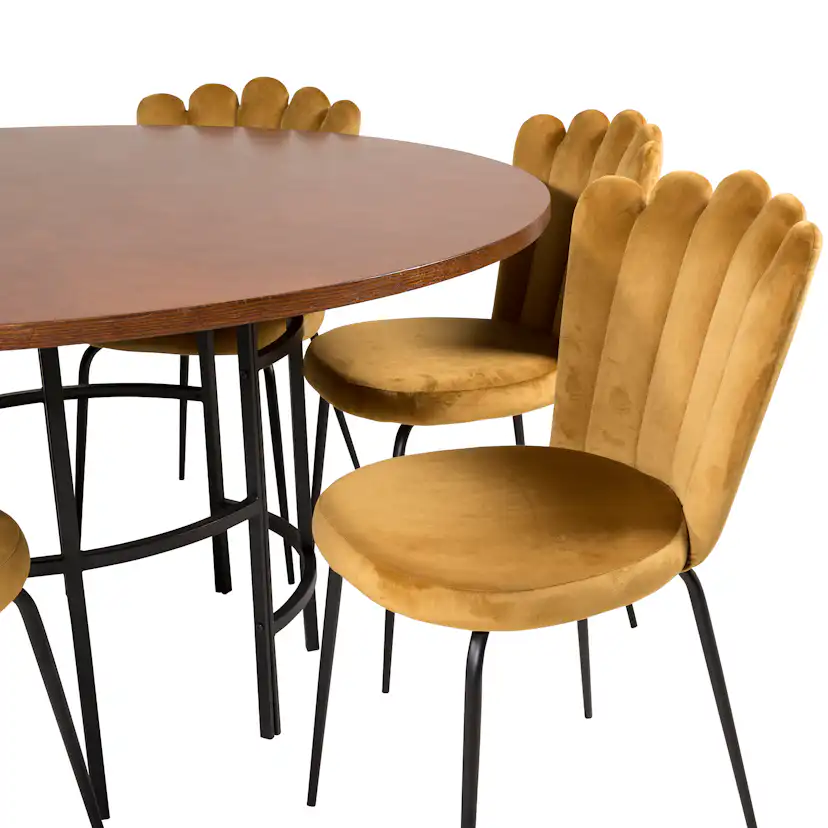 Matgrupp Venture Home Copenhagen med 6 Limhamn Light Guld Stolar