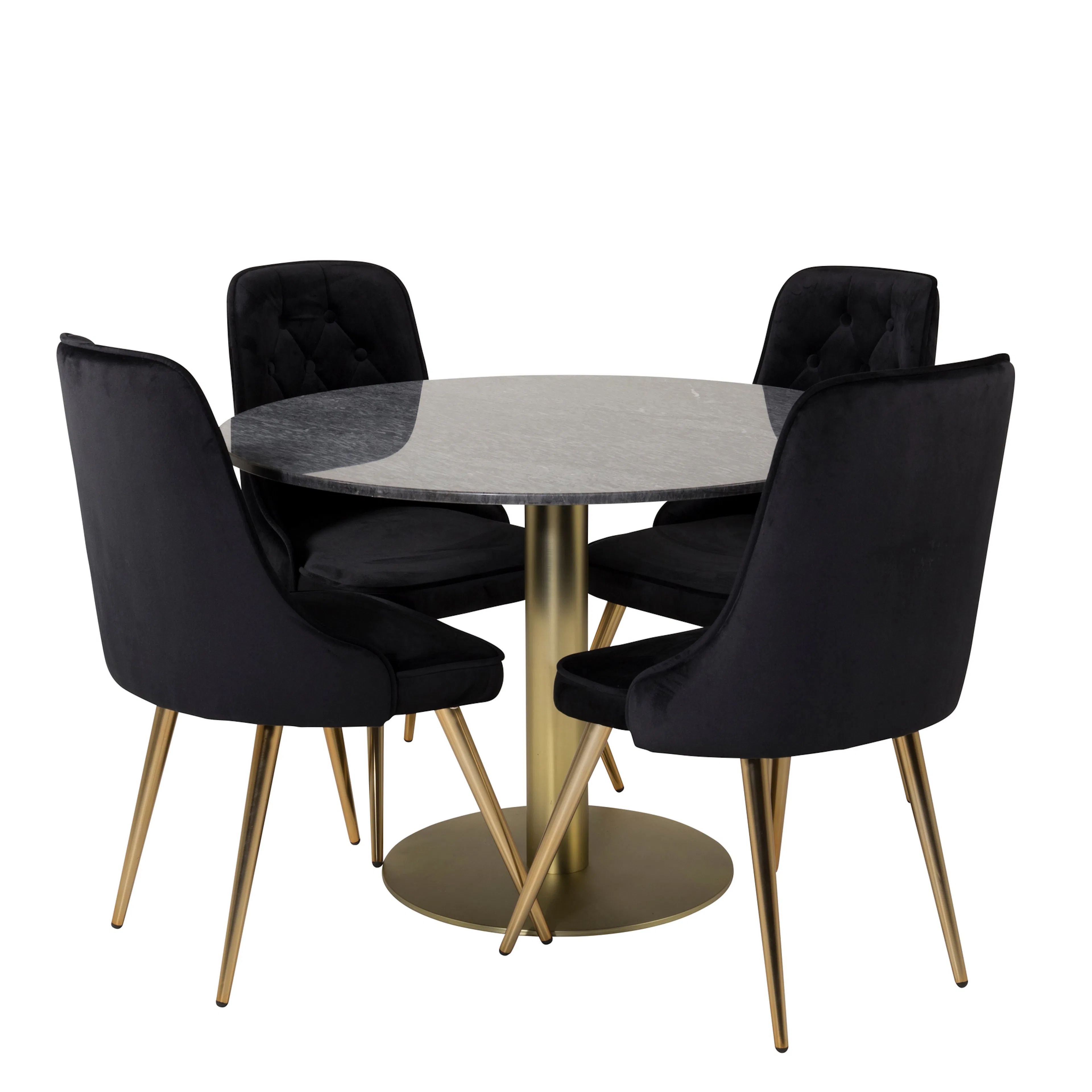 Matgrupp Venture Home Estelle Rund med 4 Vera Stolar Sammet