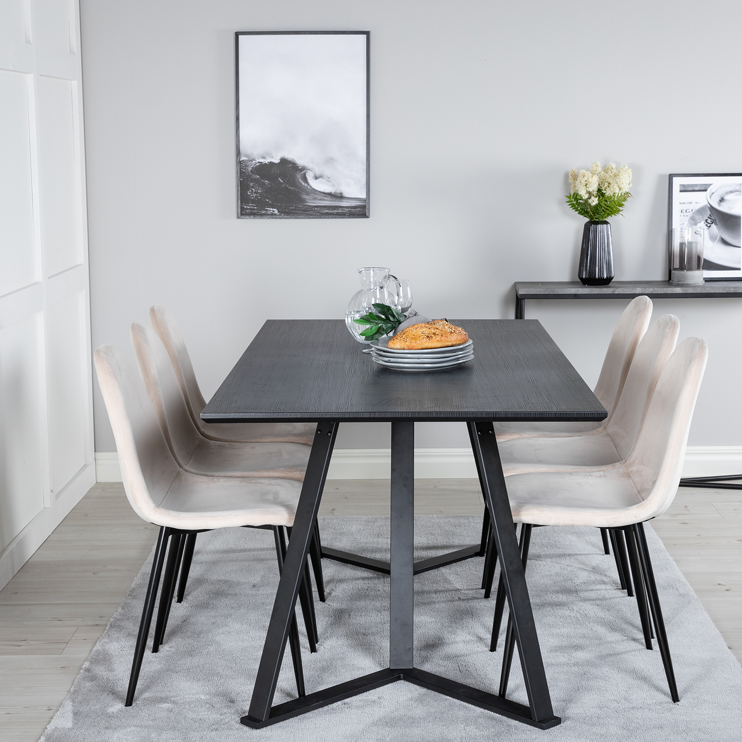 Matgrupp Venture Home Madde med 6 Pobbie Stolar Sammet