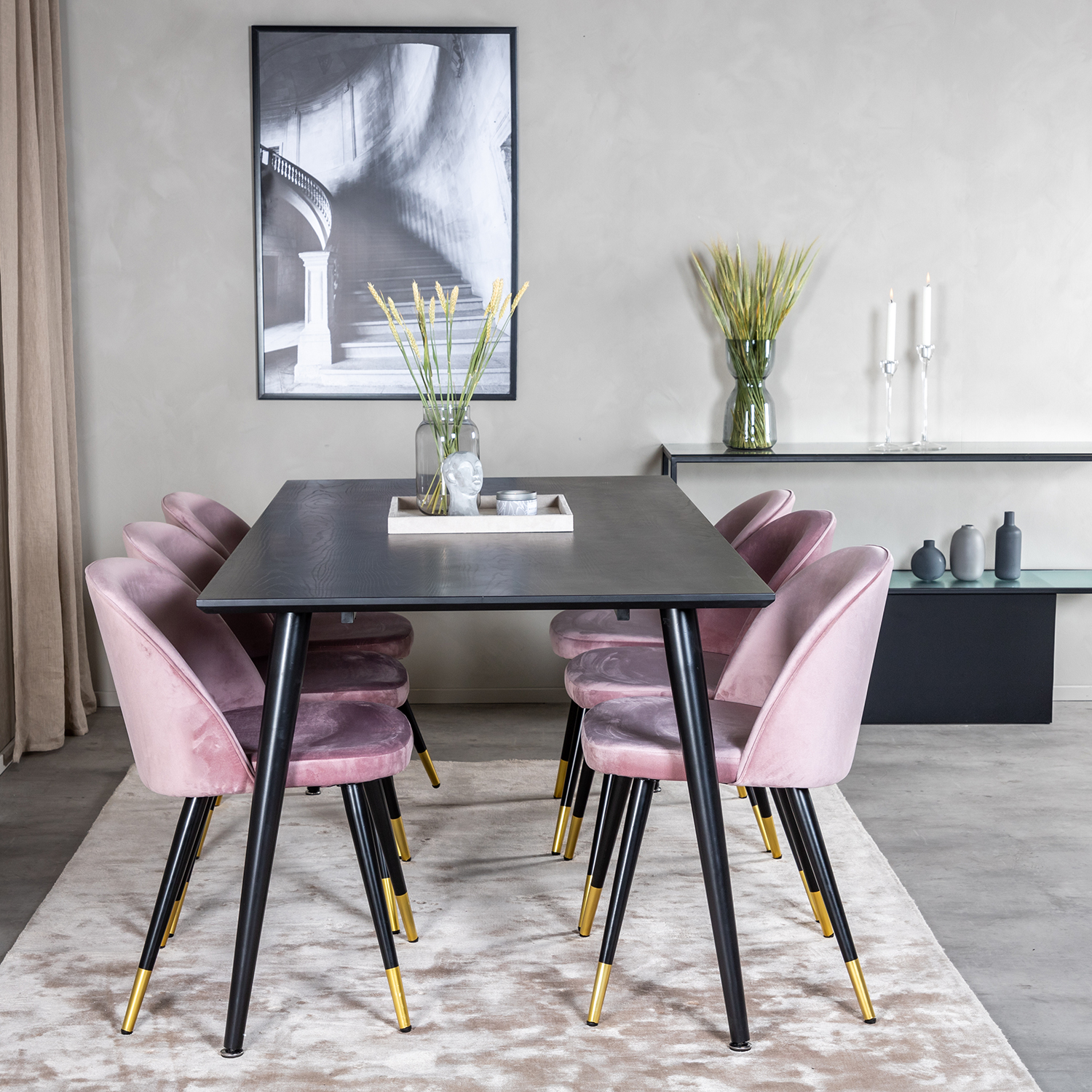 Matgrupp Venture Home Dipp med 6 Velvet Stolar