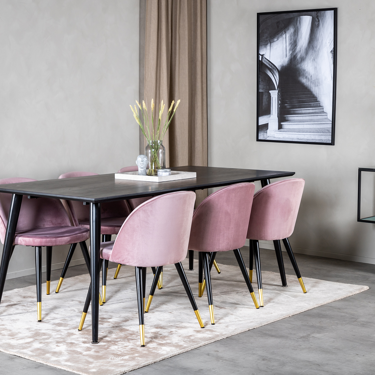 Matgrupp Venture Home Dipp med 6 Velvet Stolar