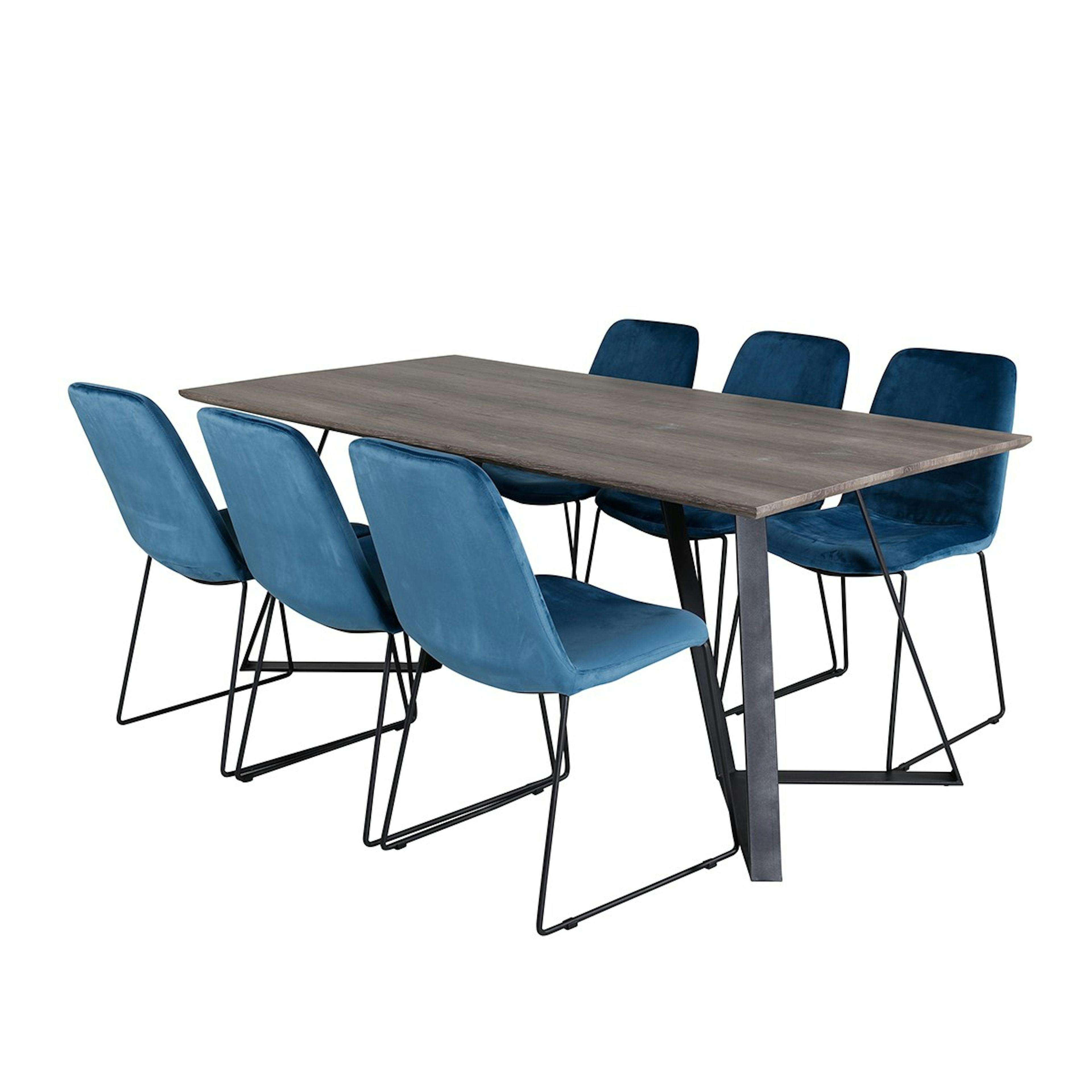 Matgrupp Venture Home Madde med 6 Muscot Stolar Sammet