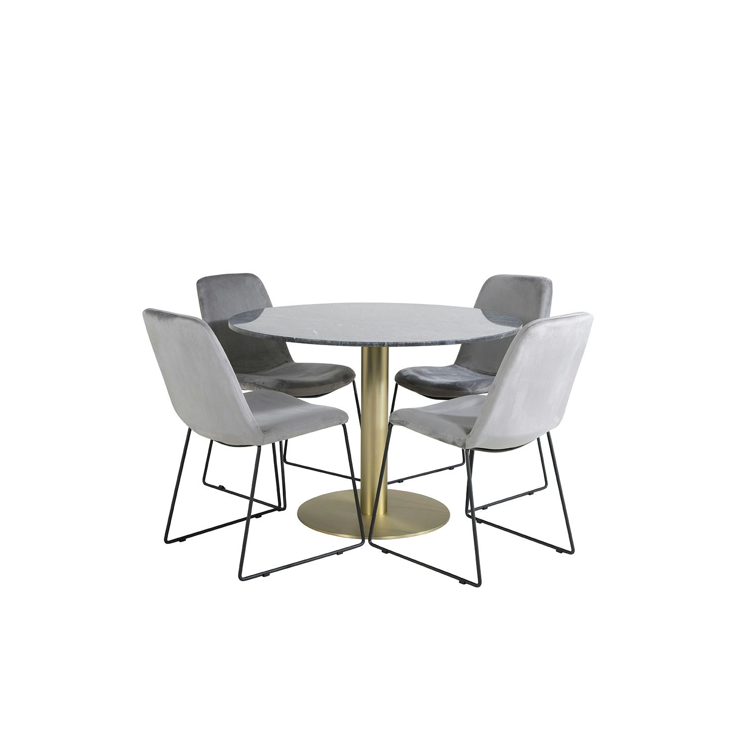 Matgrupp Venture Home Estelle med 4 Muscot Stolar Sammet