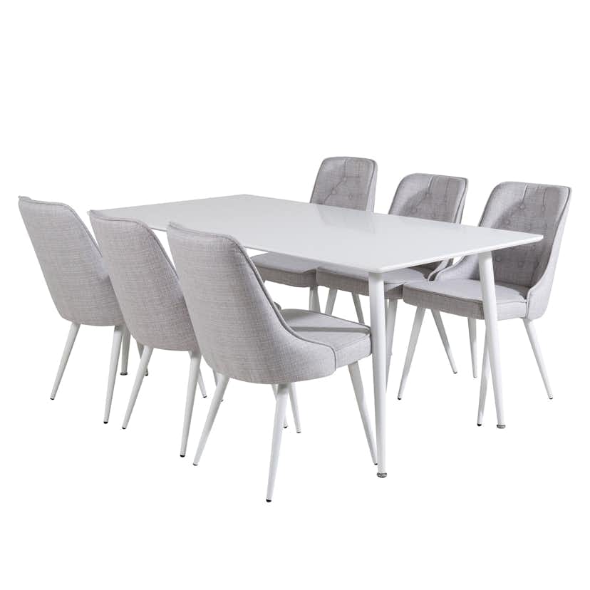 Matgrupp Venture Home Pobbie med 6 Vera Stolar Vita Ben