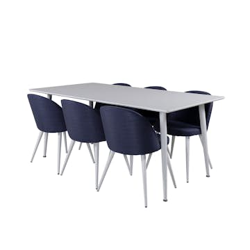 Matgrupp Venture Home Polar med 6 Velvet stolar
