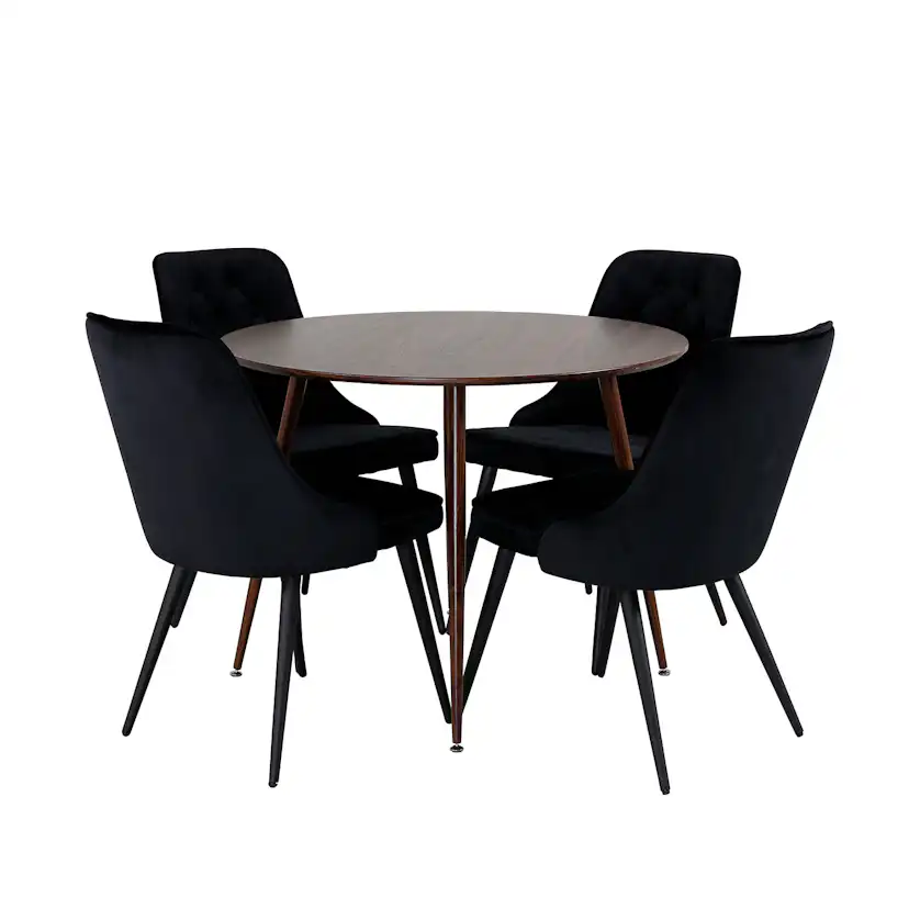 Matgrupp Venture Home Plaza med 4 Velvet Deluxe stolar