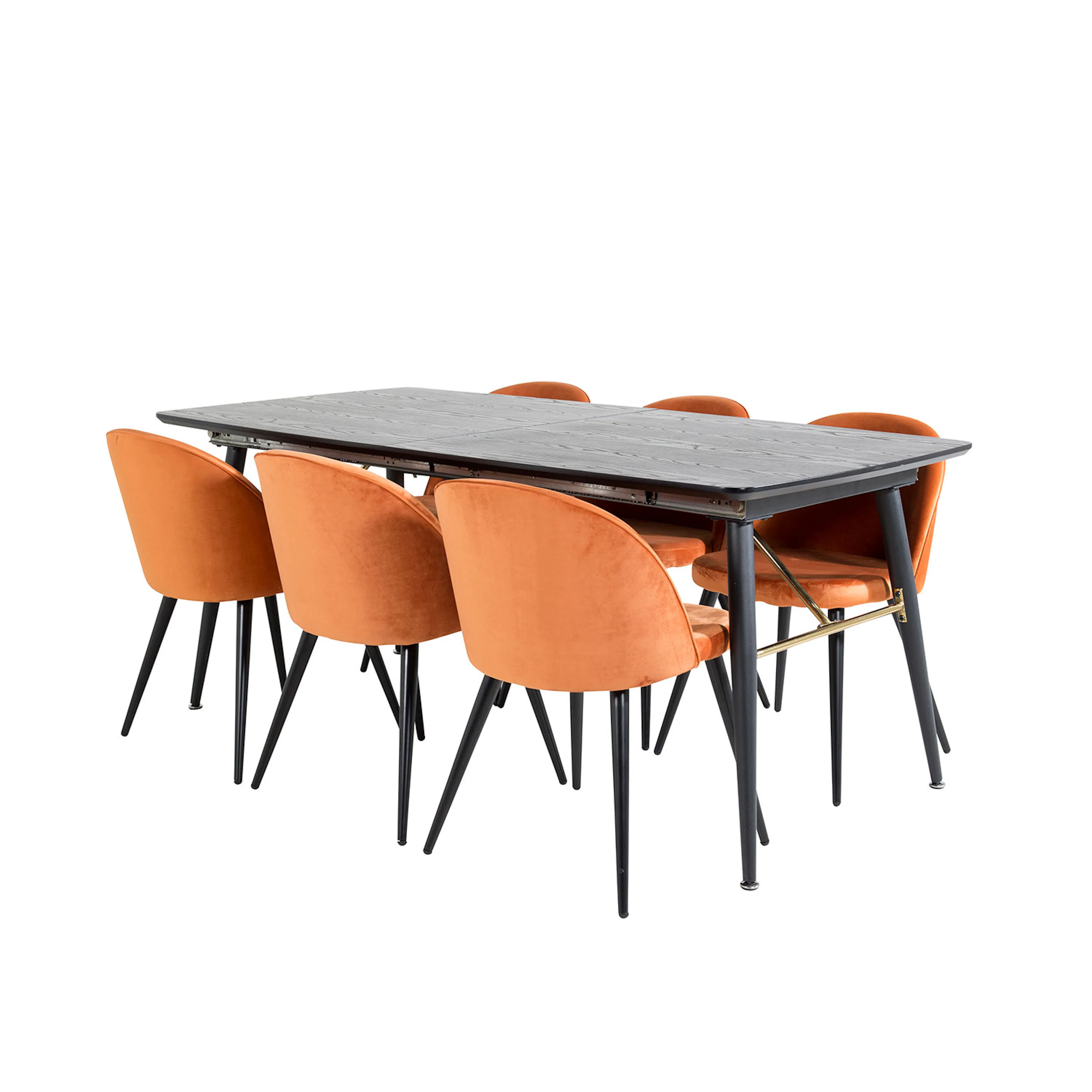 Matgrupp Venture Home Gold med 4 Velvet stolar