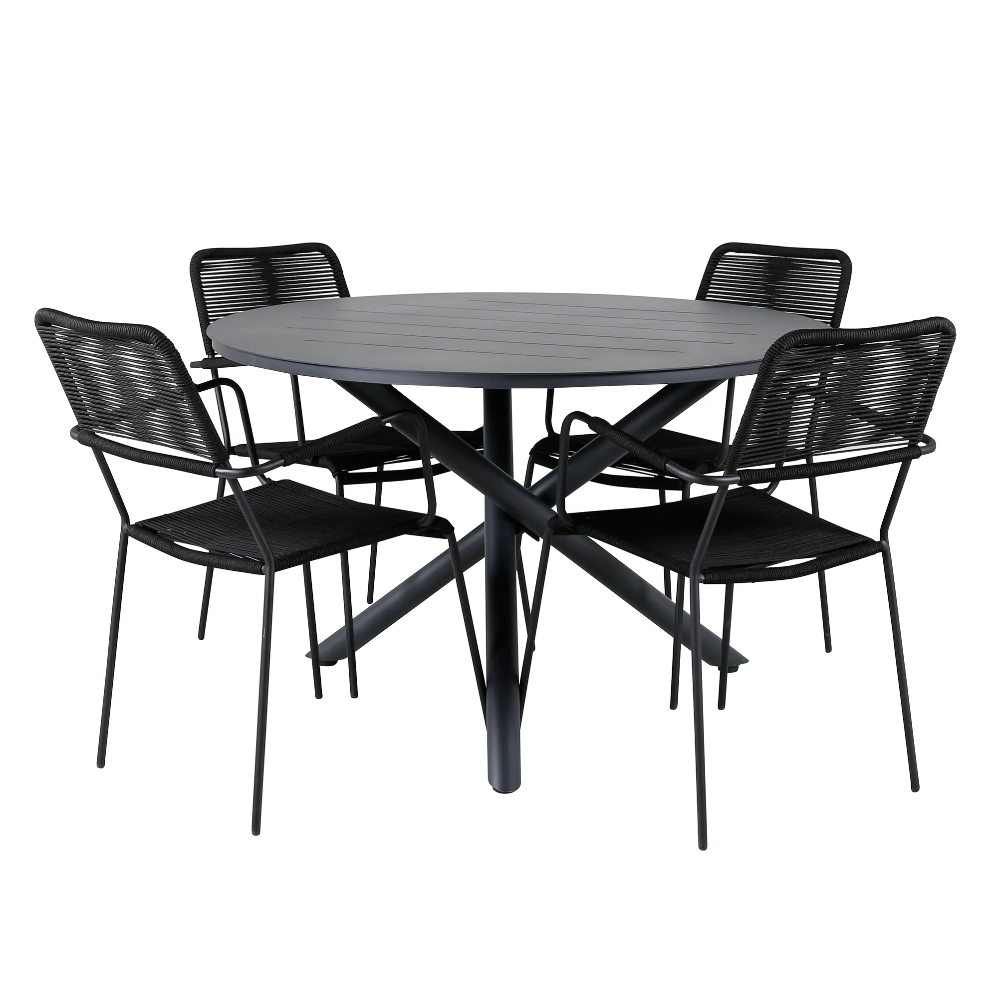 Matgrupp Venture Home Ande med 4 Minos Matstolar med Armstöd