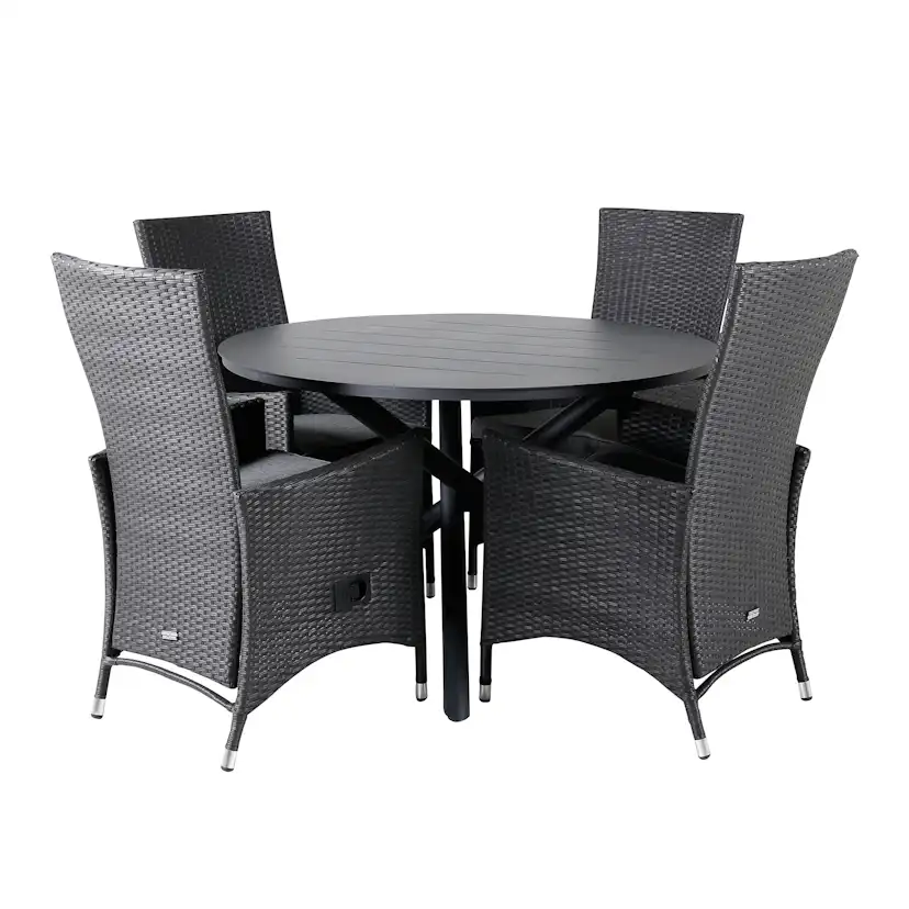 Matgrupp Venture Home Ande med 4 Pava Matstolar Svart/Grå