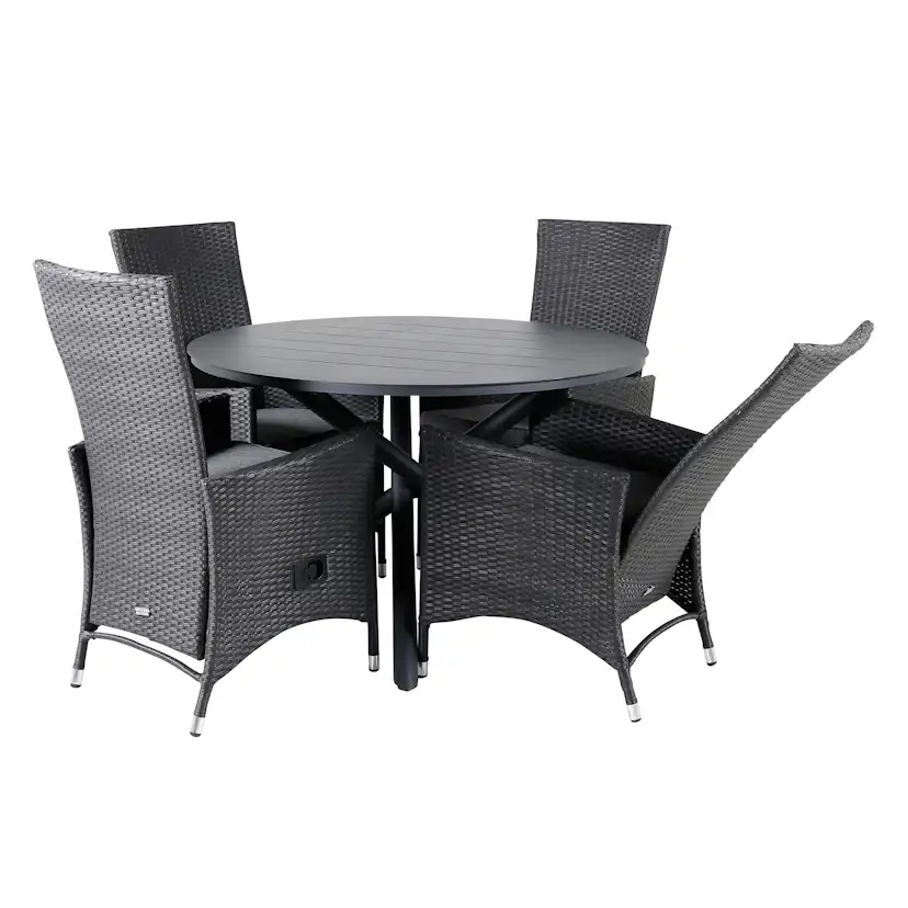 Matgrupp Venture Home Ande med 4 Pava Matstolar Svart/Grå