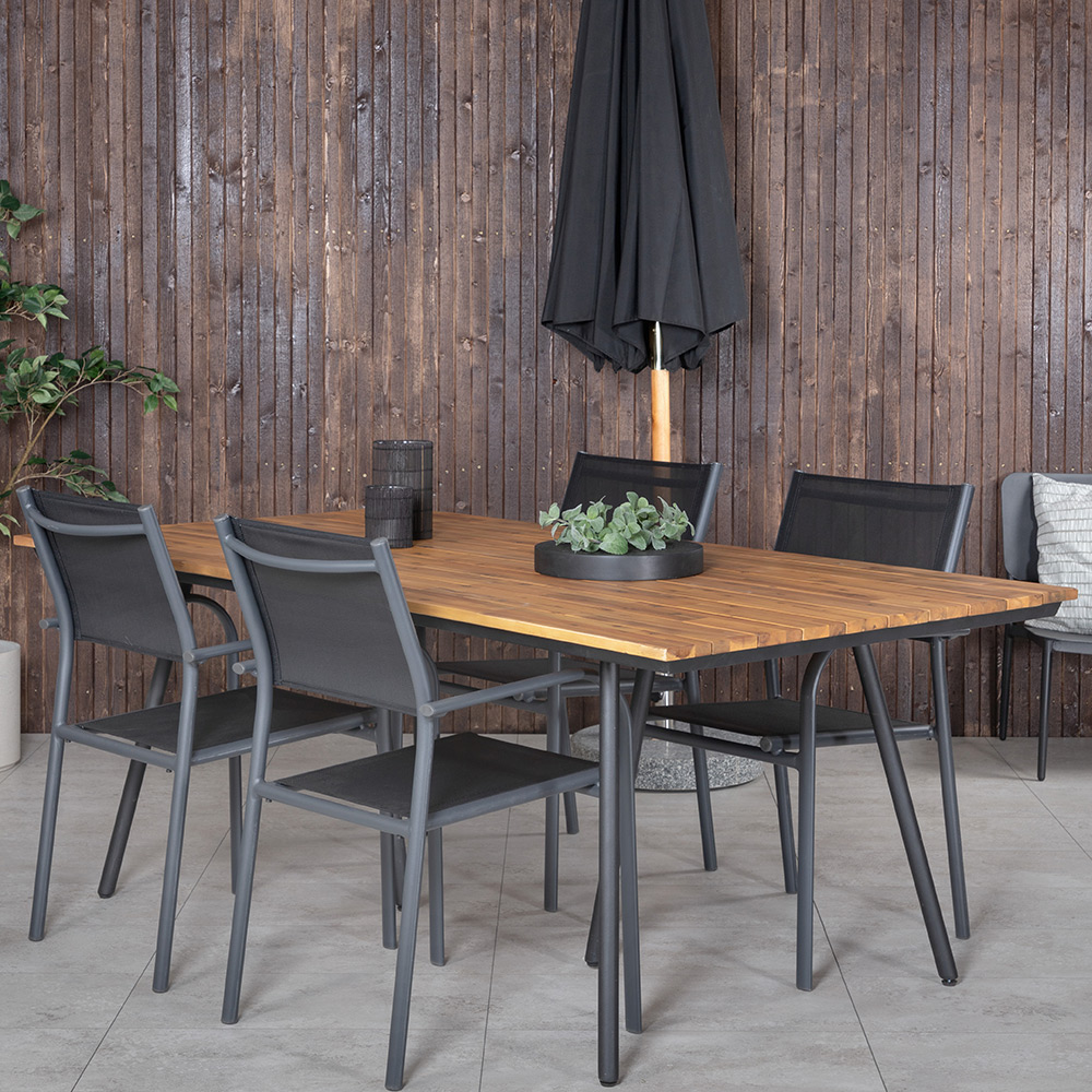 Matgrupp Venture Home Chane med 4 Samba Stapelbara Matstolar