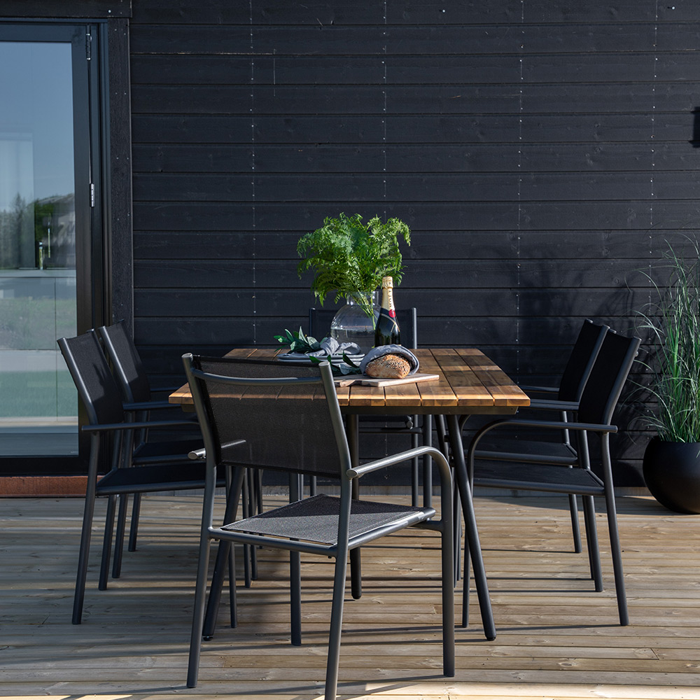 Matgrupp Venture Home Chane med 6 Samba Stapelbara Matstolar