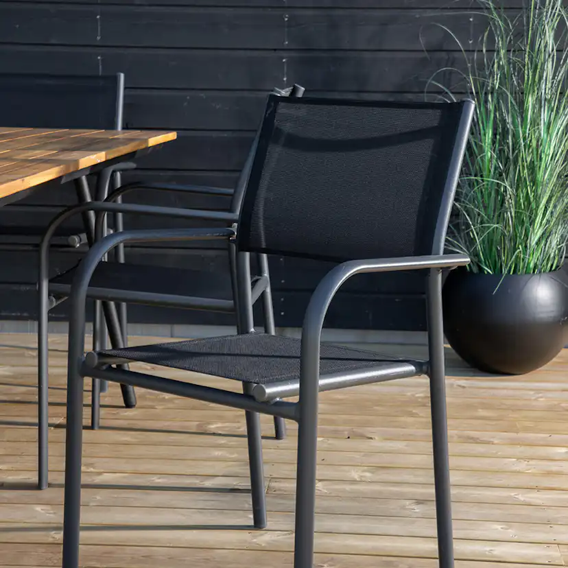 Matgrupp Venture Home Chane med 6 Samba Stapelbara Matstolar