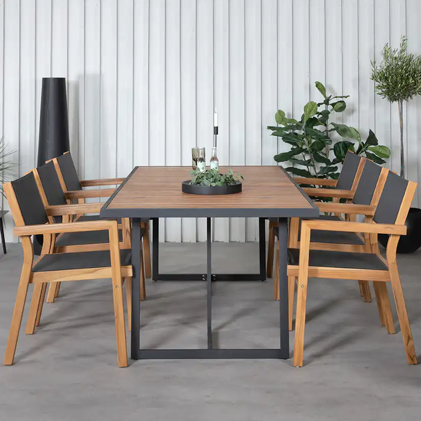 Matgrupp Venture Home King med 6 Veni Stapelbara Matstolar