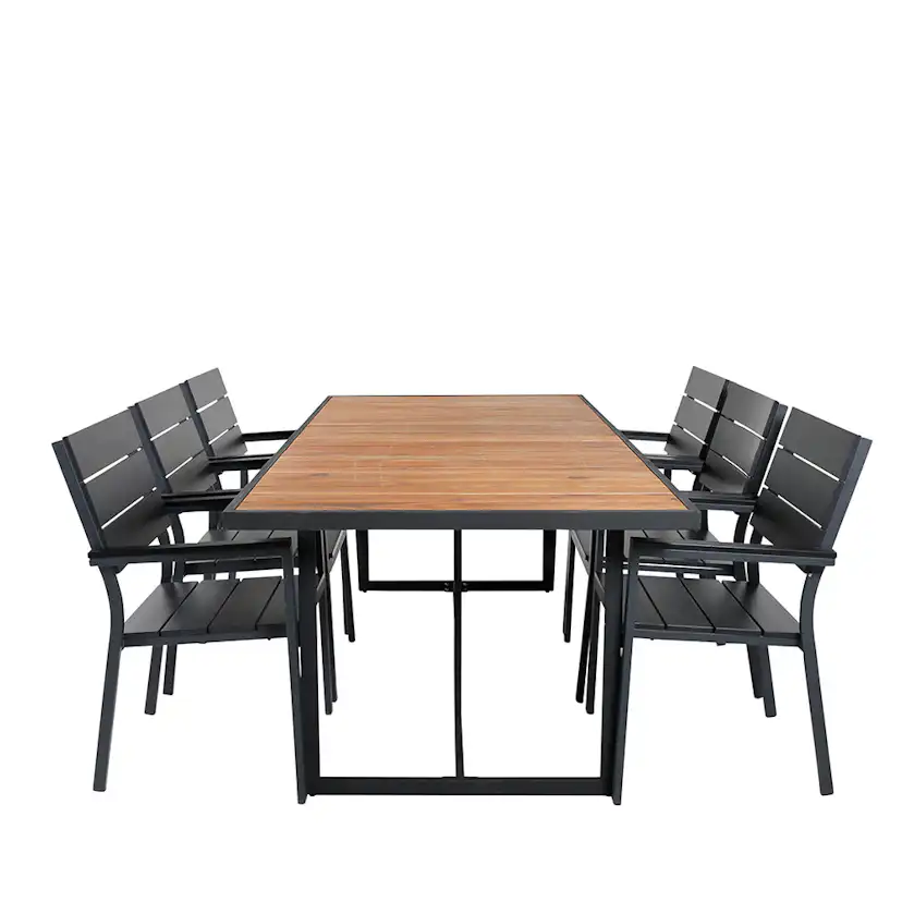 Matgrupp Venture Home King med 6 Lede Stapelbara Matstolar