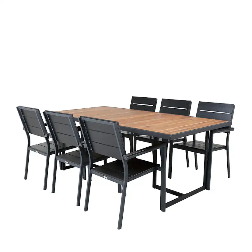 Matgrupp Venture Home King med 6 Lede Stapelbara Matstolar