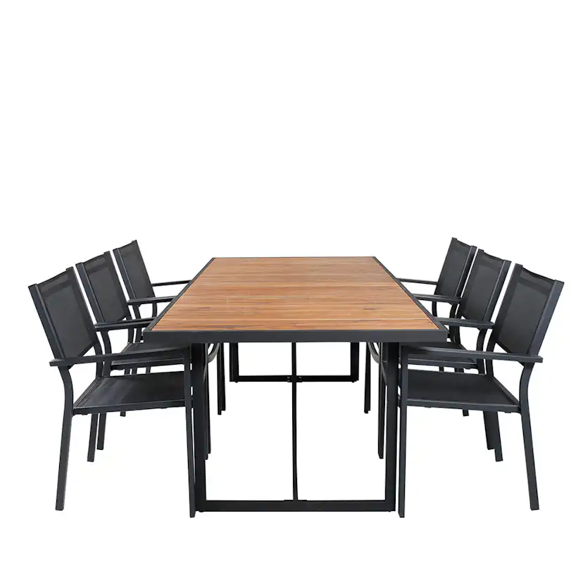 Matgrupp Venture Home King med 6 Curz Stapelbara Matstolar