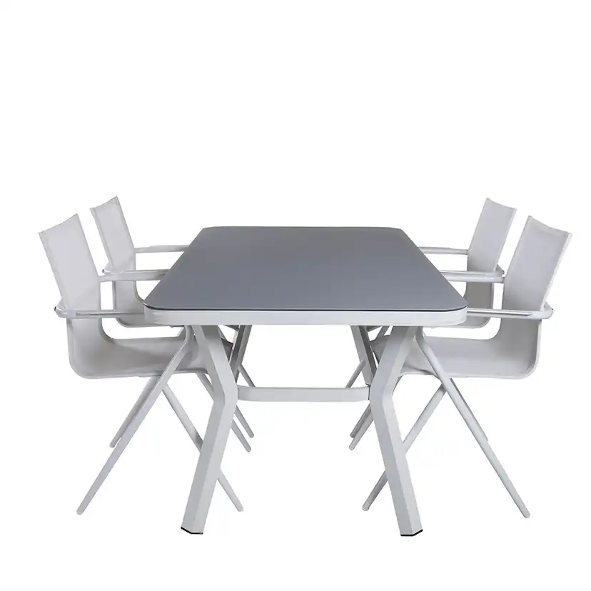 Matgrupp Utomhus Venture Home Vyn Vit med 4 Anve Trädgårdsstolar