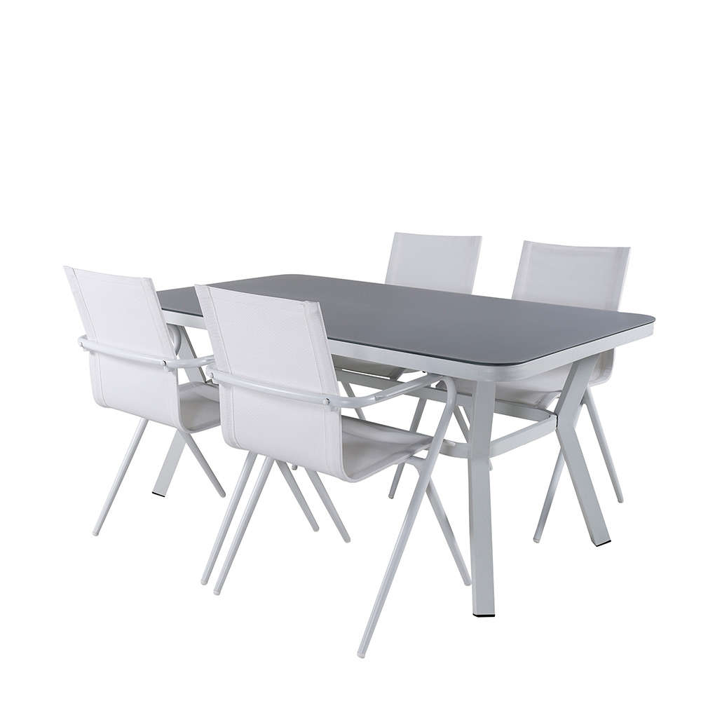 Matgrupp Utomhus Venture Home Vyn Vit med 4 Anve Trädgårdsstolar